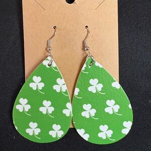Green Shamrock Teardrop Earrings